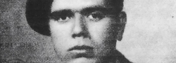 1943. John Androulakis, or "Yianni", nicknamed "Hyrobombida" by Leigh Fermor, the Greek word for hand grenade, for his habit of keeping one always in his pocket. He joined the British Army and was sent back to Crete to sabotage the Peza oil depot with six other British saboteurs.