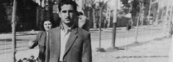1944. OSS agent Helias Doundoulakis, by Salonica's waterfront and the infamous "White Castle" in the background.