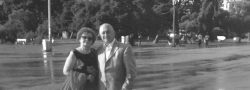 2004. Rita and Helias Doundoulakis along Salonica's waterfront by the White Tower. After sixty years, the author finally returned.